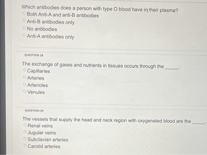 Solved Which antibodies does a person with type O blood have | Chegg.com