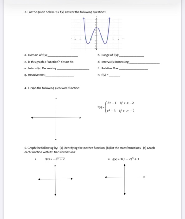 Solved 3. For The Graph Below, Y = F(x) Answer The Following 