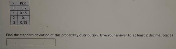 Solved Find the standard deviation of this probability | Chegg.com