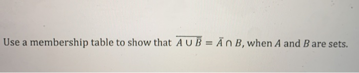 Solved Use A Membership Table To Show That A U B = Ān B, | Chegg.com