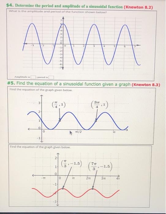Solved $4. Determine the period and amplitude of a | Chegg.com
