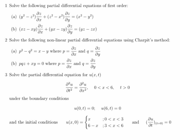 Solved 1 Solve The Following Partial Differential Equations Chegg Com