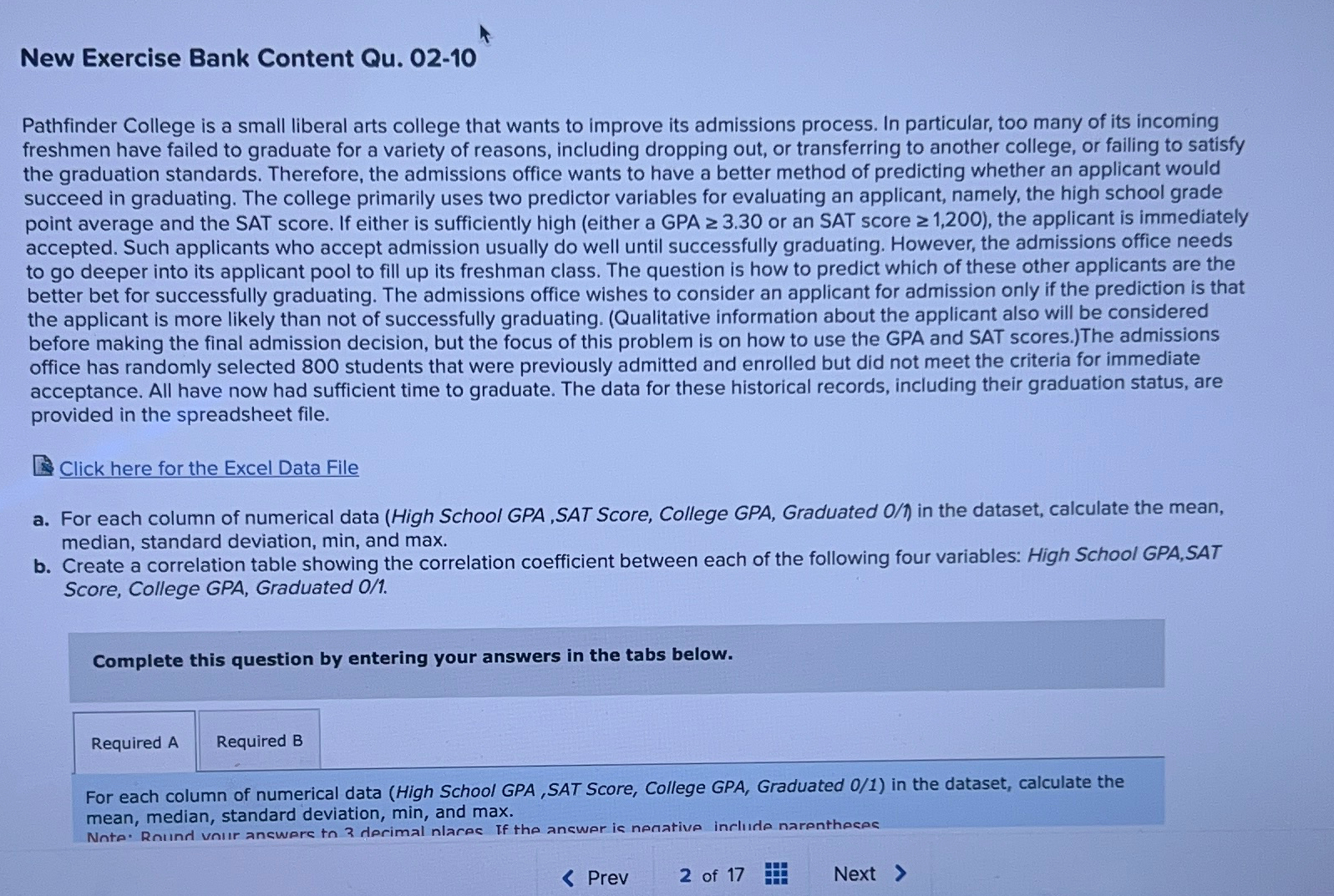 New Exercise Bank Content Qu. 02-10Pathfinder College | Chegg.com
