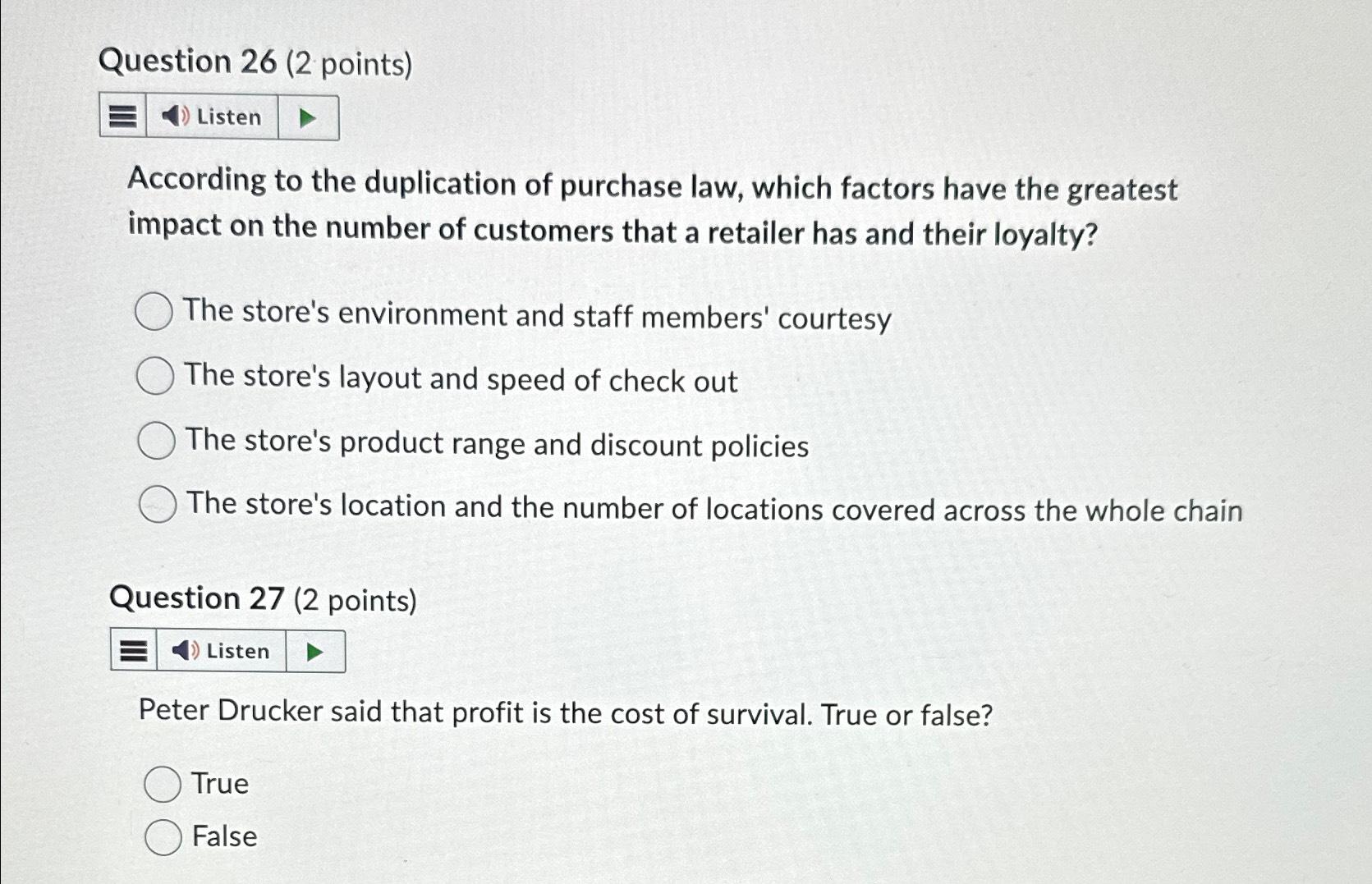 Solved Question 26 (2 ﻿points)ListenAccording to the | Chegg.com