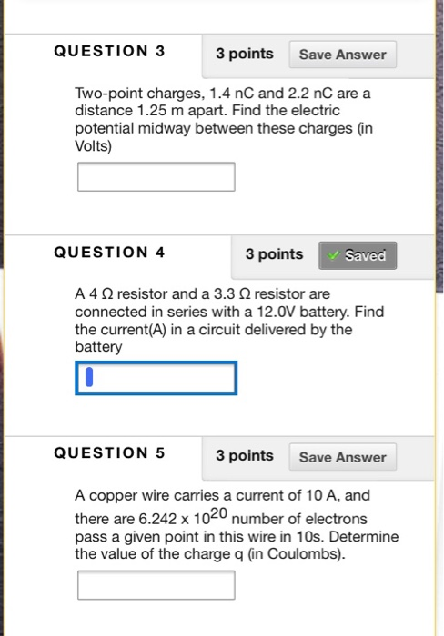 Solved QUESTION 3 3 points Save Answer Two-point charges, | Chegg.com