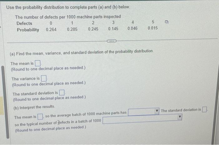 Solved Use the probability distribution to complete parts | Chegg.com