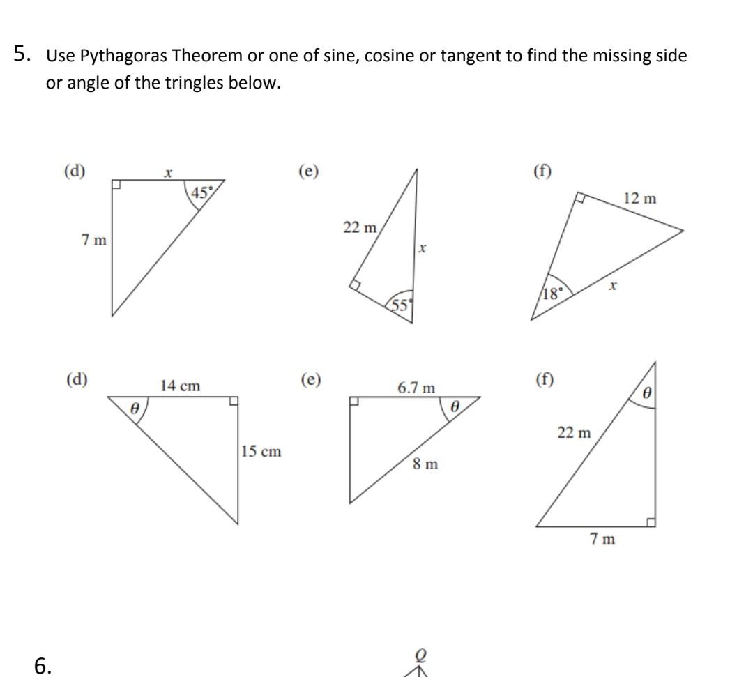 Solved Use Pythagoras Theorem or one of sine, cosine or | Chegg.com