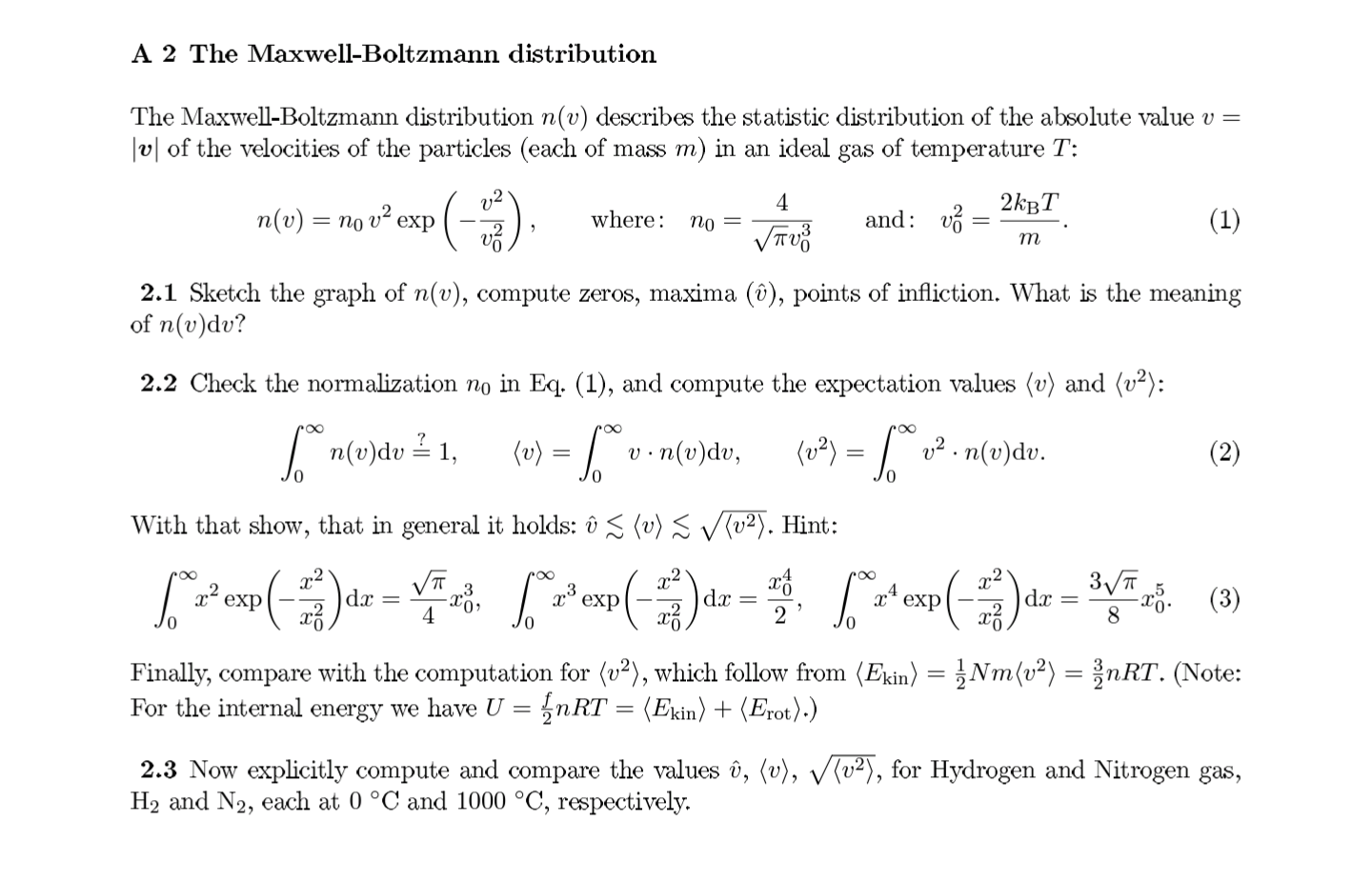 Solved A 2 The Maxwell-boltzmann Distribution The 