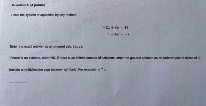 Solved Solve the system of equations by any method. | Chegg.com