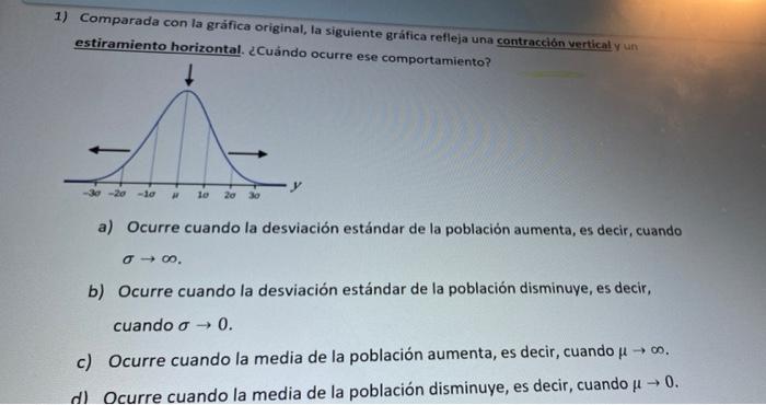 1) Comparada con la gráfica original, la siguiente gráfica refleja una contracción vertical y un estiramiento horizontal. ¿Cu