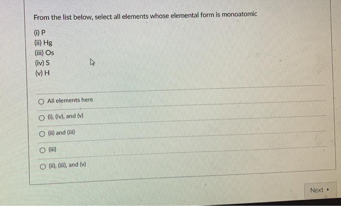 Solved From the list below, select all elements whose | Chegg.com