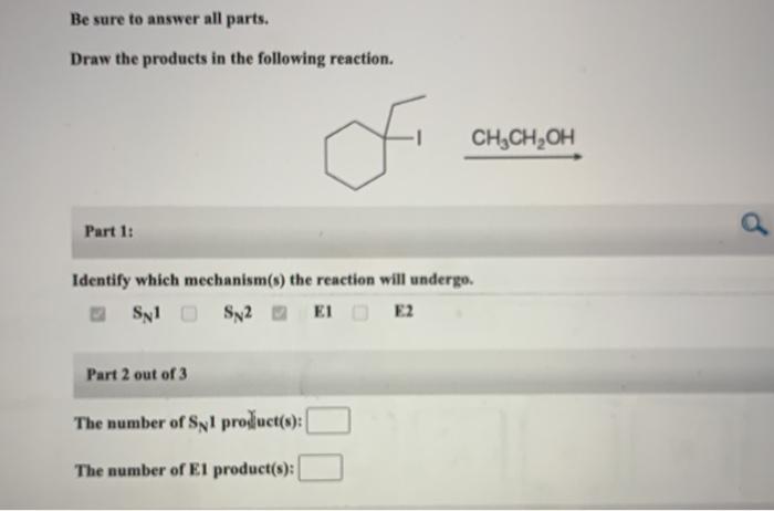 Solved Be sure to answer all parts. Draw the products in the | Chegg.com