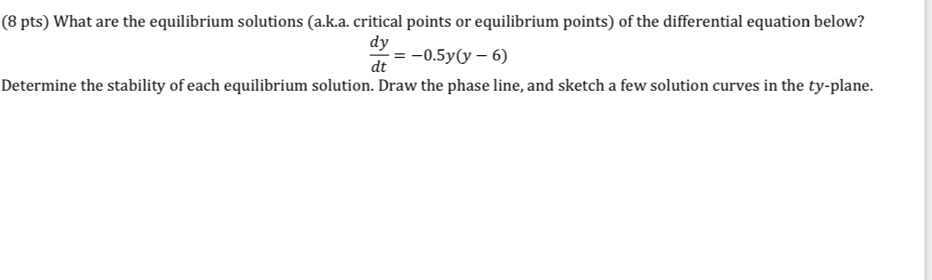 Solved (8 ﻿pts) ﻿What are the equilibrium solutions (a.k.a. | Chegg.com