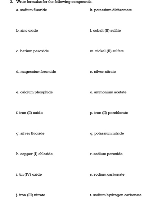 Solved 3. Write formulas for the following compounds. a. | Chegg.com