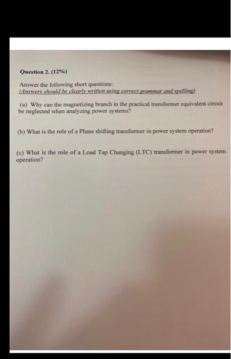 Solved Question 2. (12%) Answer the following short | Chegg.com