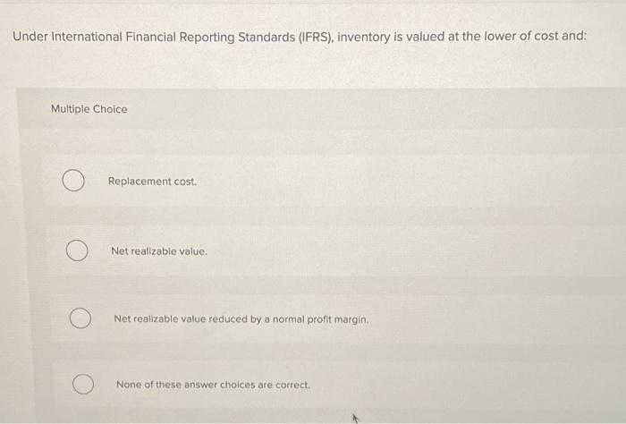 Solved Under International Financial Reporting Standards | Chegg.com