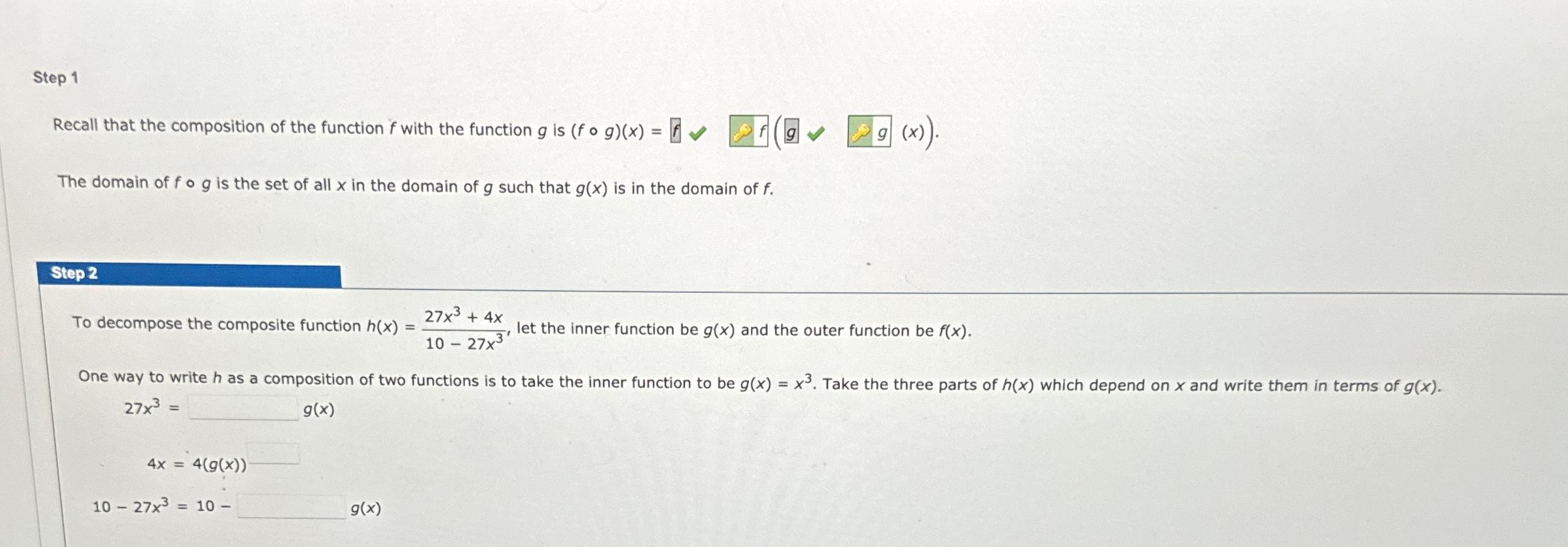 Solved Step 1Recall that the composition of the function f | Chegg.com