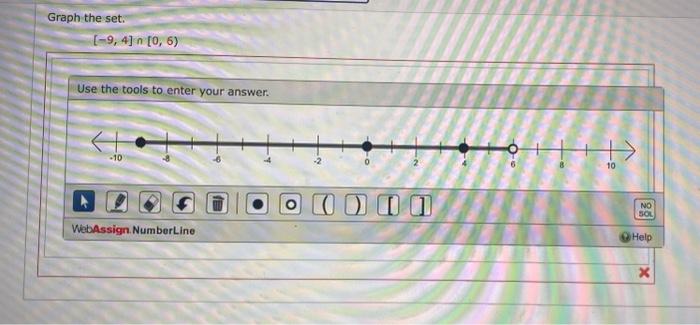 Solved Graph the set. [−9,4]∩[0,6) Use the tools to enter | Chegg.com