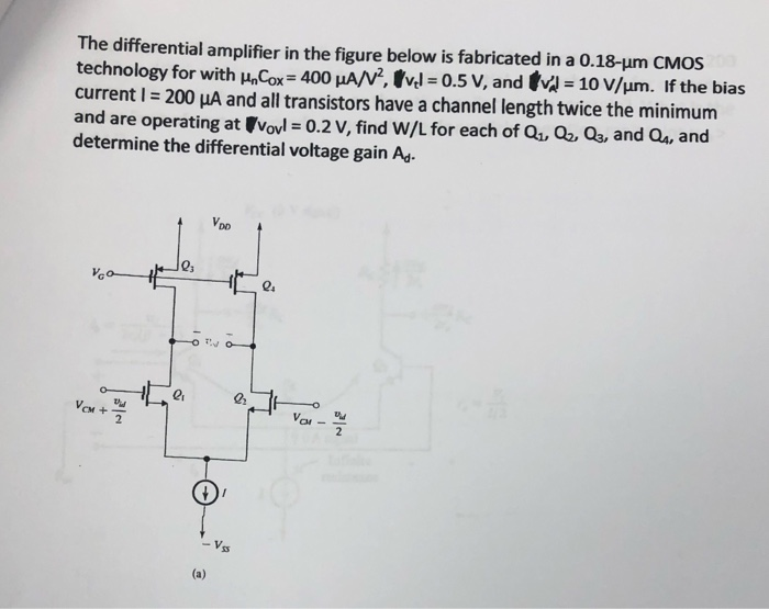 Solved The differential amplifier in the figure below is | Chegg.com