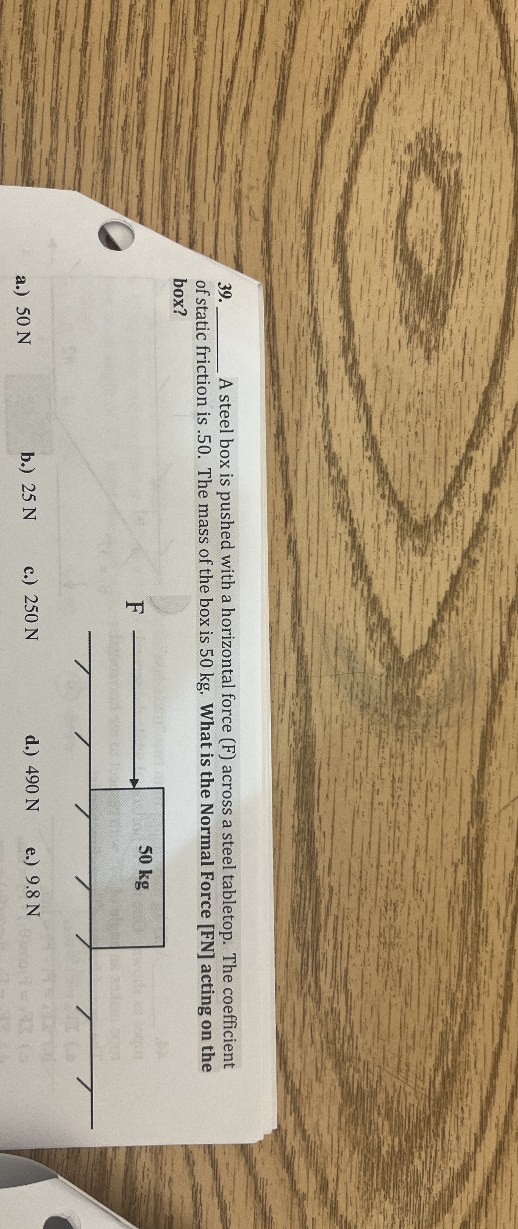 Solved A steel box is pushed with a horizontal force (F) | Chegg.com