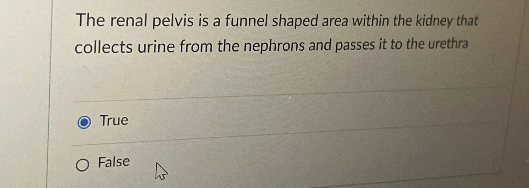 Solved The renal pelvis is a funnel shaped area within the