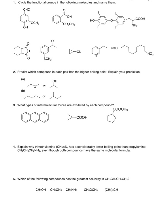 Solved 1. Circle the functional groups in the following | Chegg.com