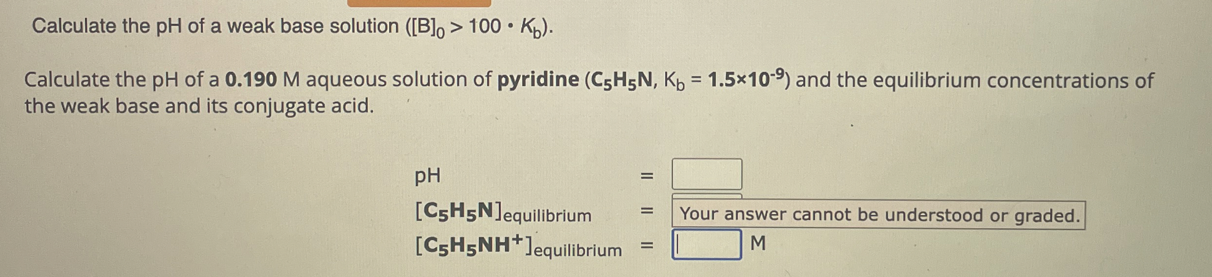 Calculate the pH of a weak base solution | Chegg.com