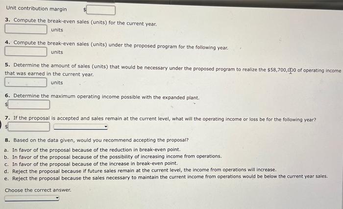 Solved Break Even Sales Under Present And Proposed Chegg