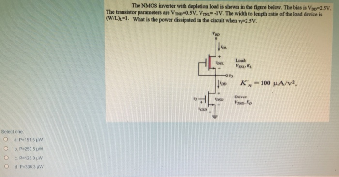 Solved The NMOS inverter with depletion load is shown in the | Chegg.com