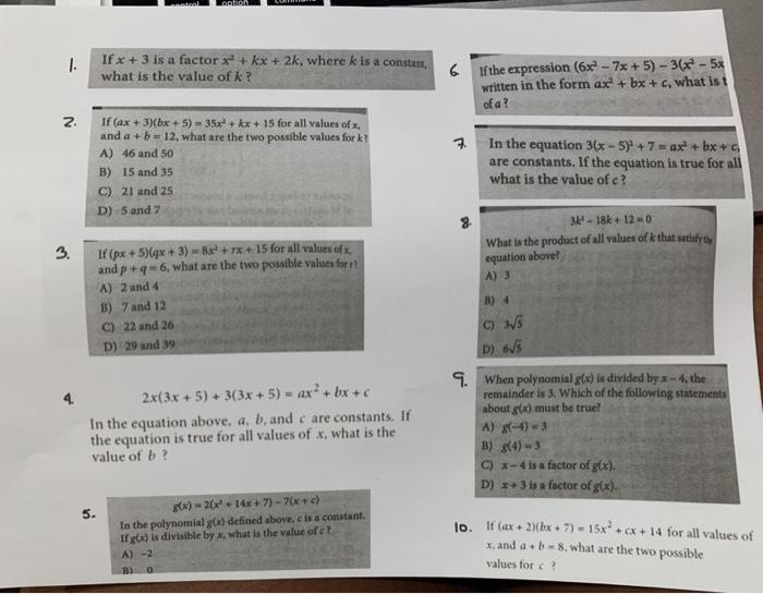 Solved Alion If X 3 Is A Factor X X 2k Where K Is Chegg Com