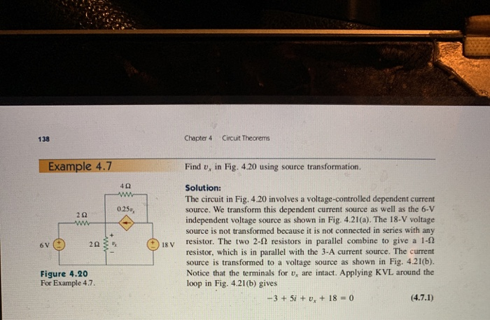 Solved Chapter 4 Circuit Theorems Example 4.7 Find u, in | Chegg.com