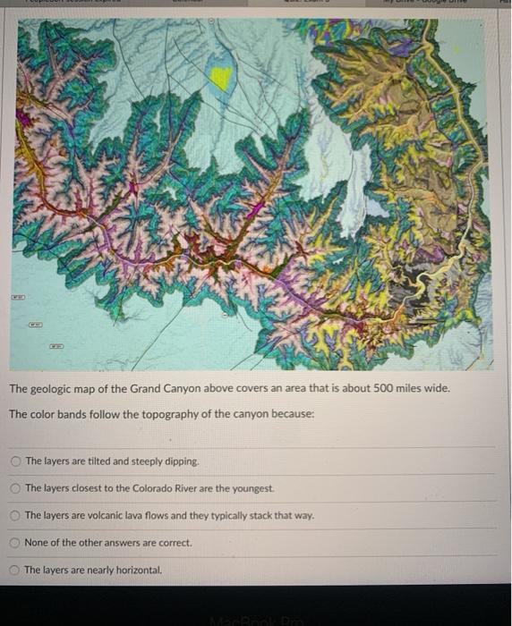Solved The geologic map of the Grand Canyon above covers an | Chegg.com