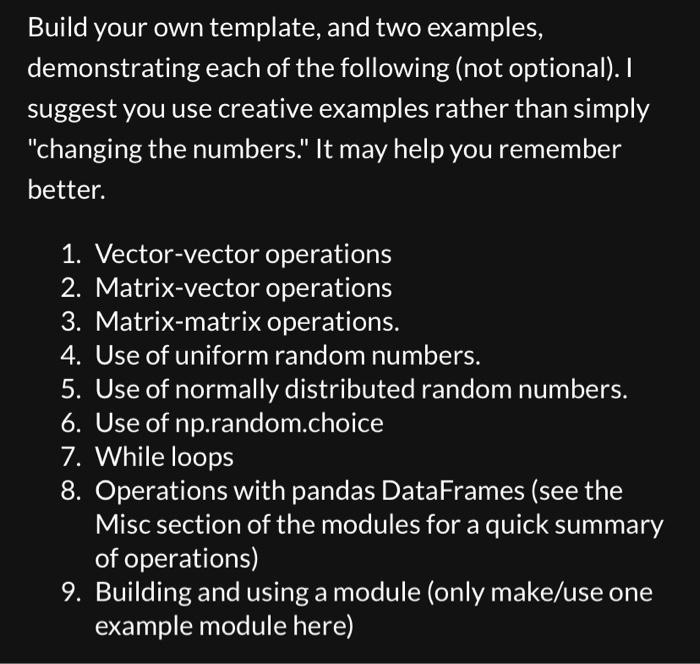 Solved Build your own template, and two examples, | Chegg.com