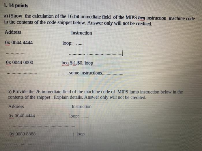 Solved 1. 14 points a) (Show the calculation of the 16-bit | Chegg.com