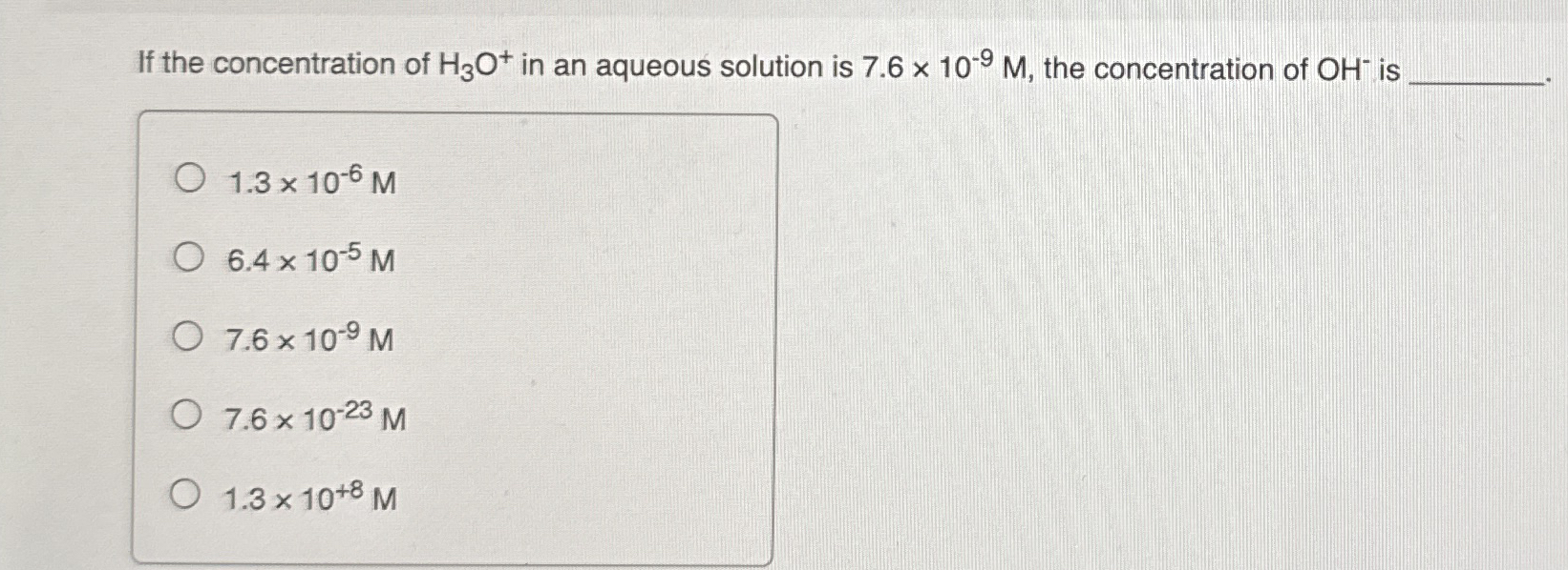 Solved If The Concentration Of H O In An Aqueous Solution Is Chegg Com