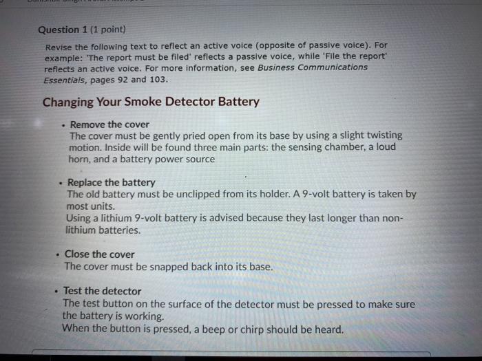 Question 1 1 Point Revise The Following Text To Chegg Com