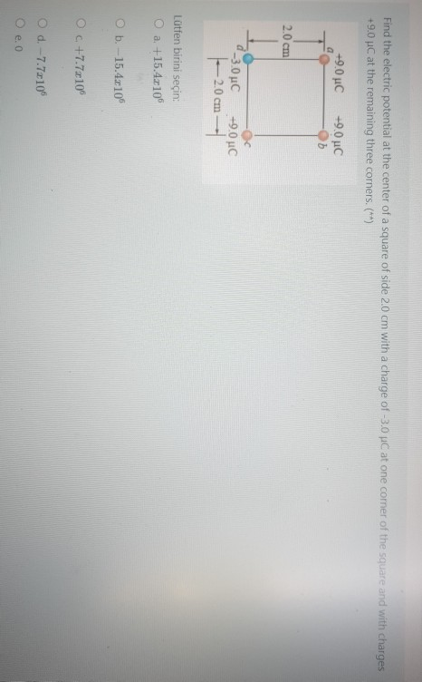 Solved Find the electric potential at the center of a square | Chegg.com