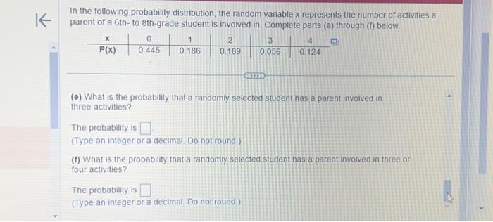Solved In the following probability distribution, the random | Chegg.com
