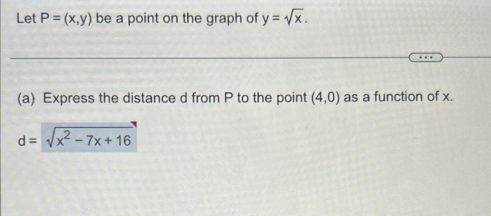 Solved Let P X Y ﻿be A Point On The Graph Of Y X2 A