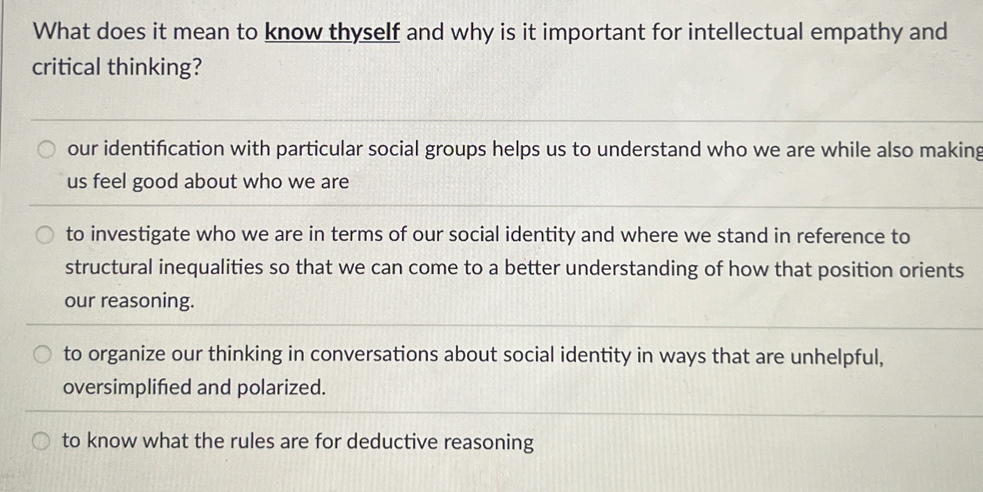 Solved What does it mean to know thyself and why is it