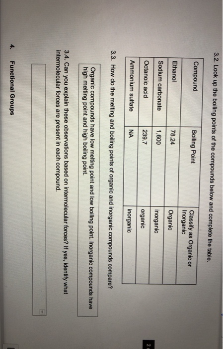 boiling point table of organic compounds