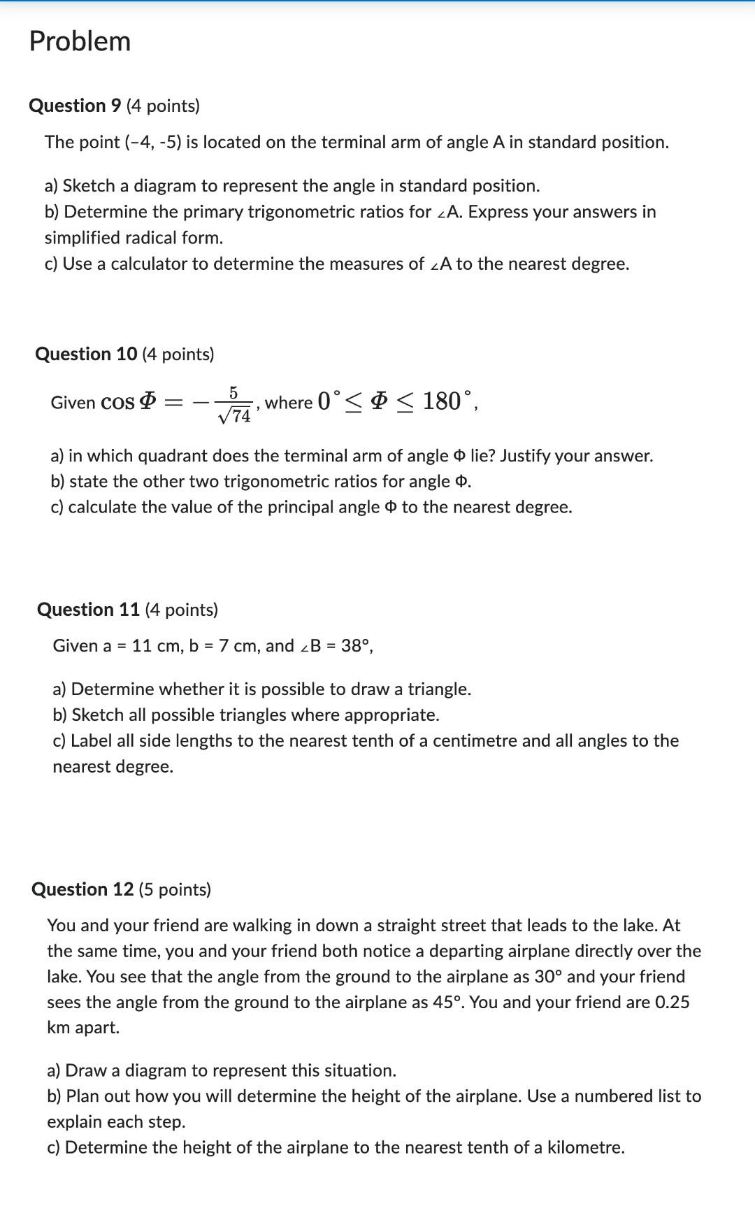 Solved Question 9 (4 Points) The Point (−4,−5) Is Located On | Chegg.com