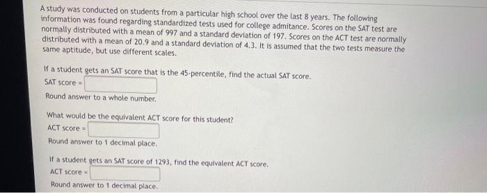 Solved A study was conducted on students from a particular | Chegg.com
