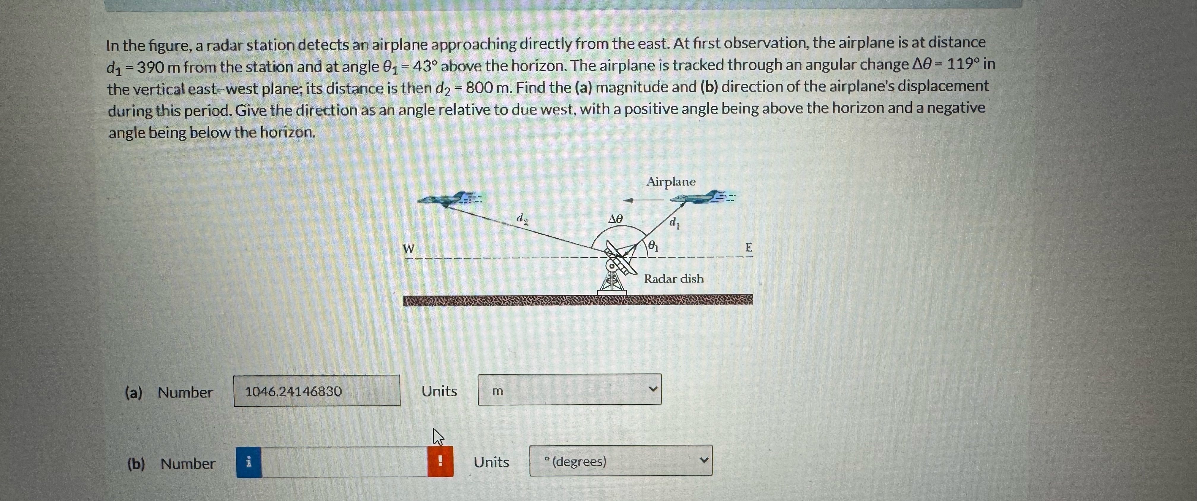Solved In the figure, a radar station detects an airplane | Chegg.com