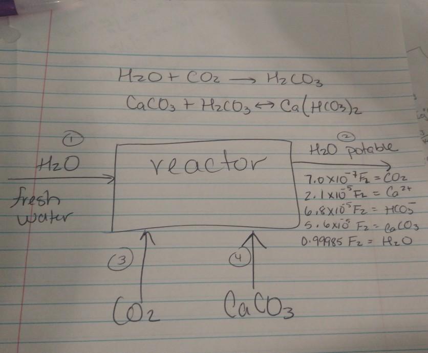 Solved H₂O + CO2 H₂CO₃ CaCO₂+ H₂CO₃ Ca(HCO3)2 H₂O potable | Chegg.com