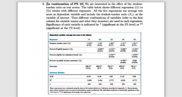 6. [In continuation of PS 10] We are interested in | Chegg.com