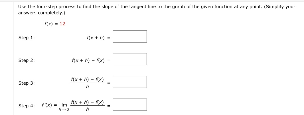 Solved Use the four-step process to find the slope of the | Chegg.com
