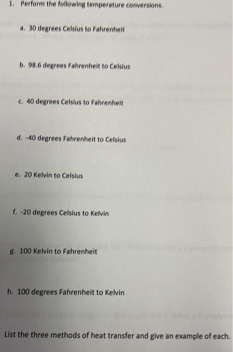 SOLVED: Convert the following degree Celsius temperatures to degree  Fahrenheit: a. 40Â°C b. 30Â°C