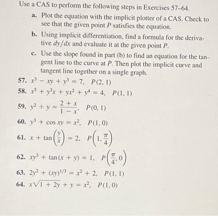 Solved Use A Cas To Perform The Following Steps In Exercises