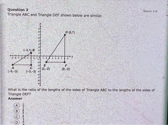 Solved Question 3 Triangle ABC and Triangle DEF shown below